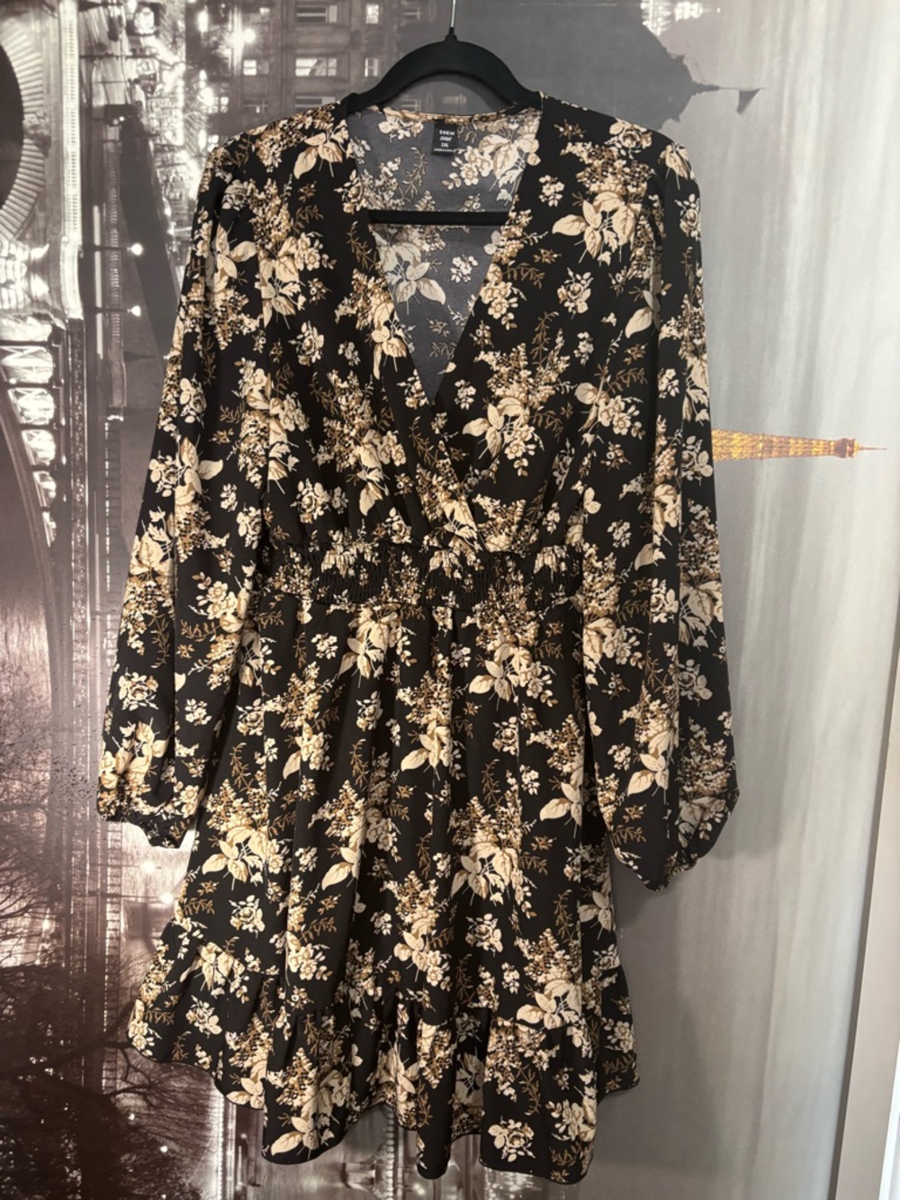 Floral Long Sleeve V-Neck Wrap Dress - Black & Red bundle of two! - Picture 3 of 3